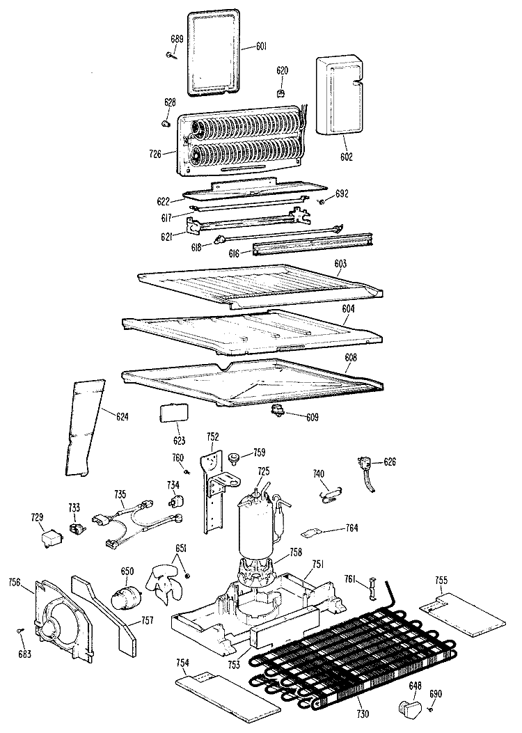 Section Diagram and Parts List for CTX18PJBR  Hotpoint Refrigerator