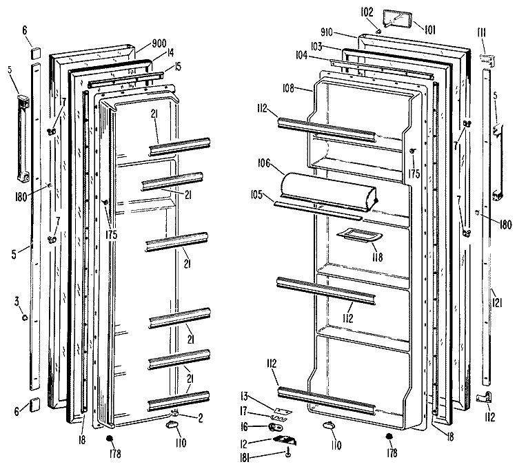 Section Diagram and Parts List for CSX20EJC  Hotpoint Refrigerator