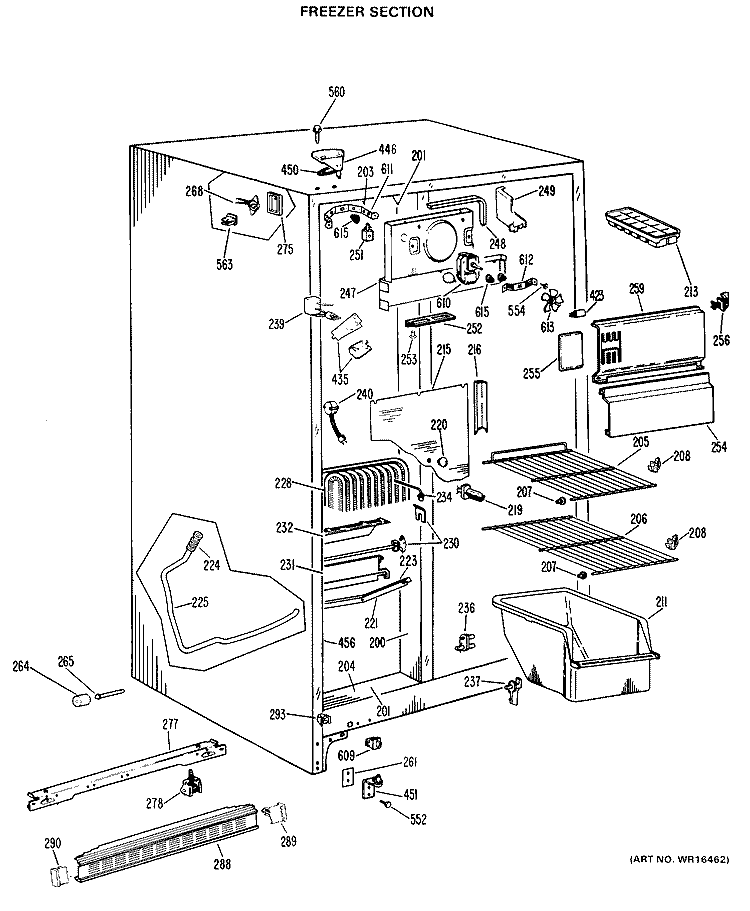 FREEZER SECTION Diagram and Parts List for CSX20LJC  Hotpoint Refrigerator