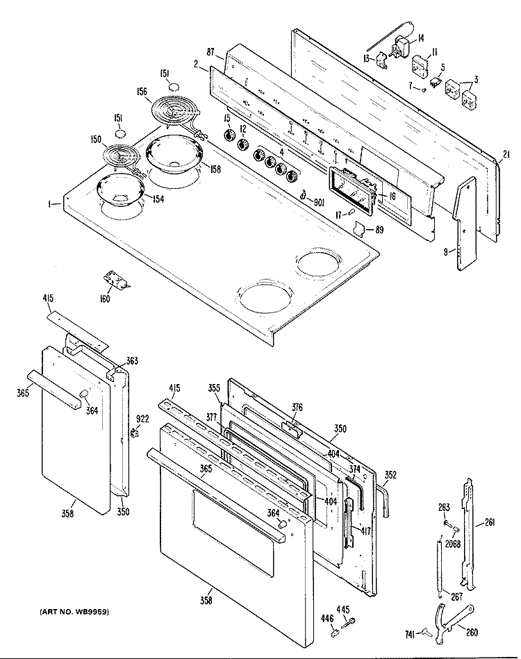 Section Diagram and Parts List for RC54601  Hotpoint Range