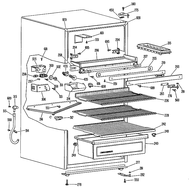 Section Diagram and Parts List for CTA15CJBLWH  Hotpoint Refrigerator