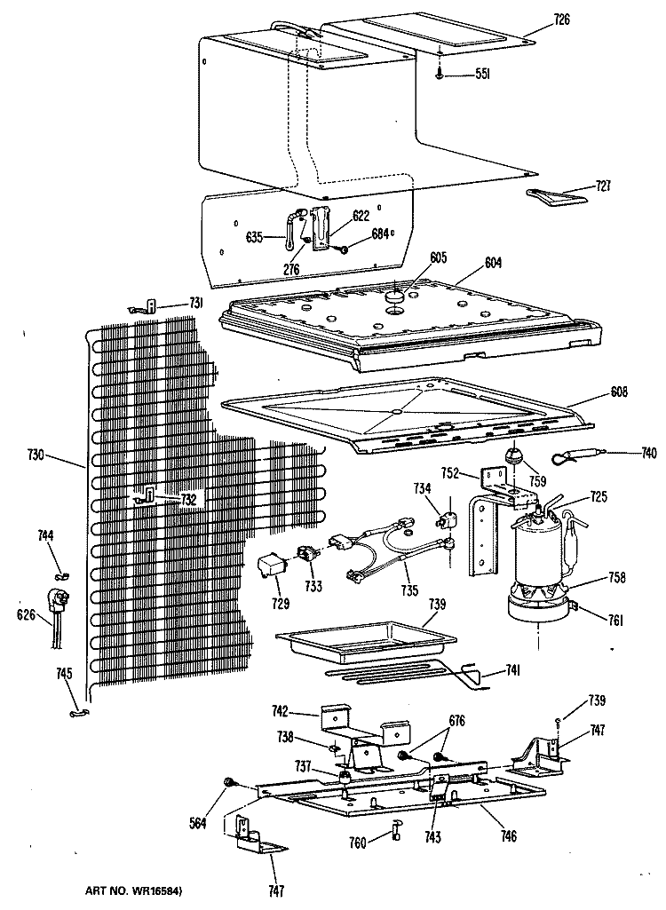 Section Diagram and Parts List for CTA15CJBLWH  Hotpoint Refrigerator