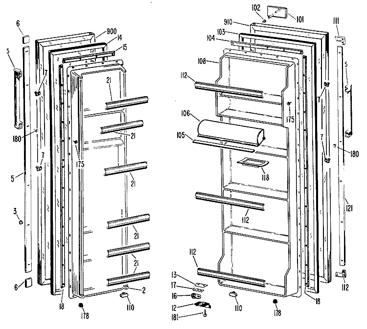 Section Diagram and Parts List for CSX20EJE  Hotpoint Refrigerator
