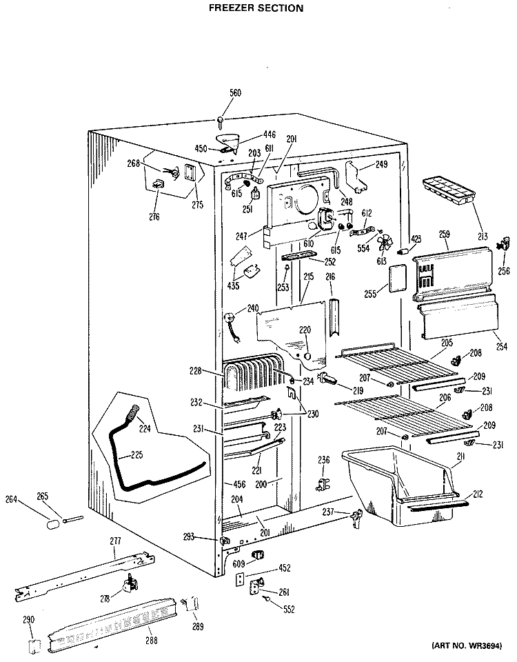 FREEZER SECTION Diagram and Parts List for CSX20EJE  Hotpoint Refrigerator