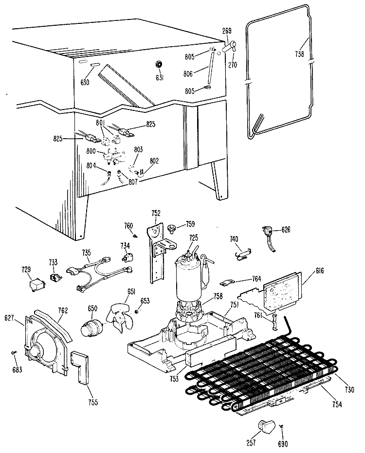 Section Diagram and Parts List for CSX22DJE  Hotpoint Refrigerator
