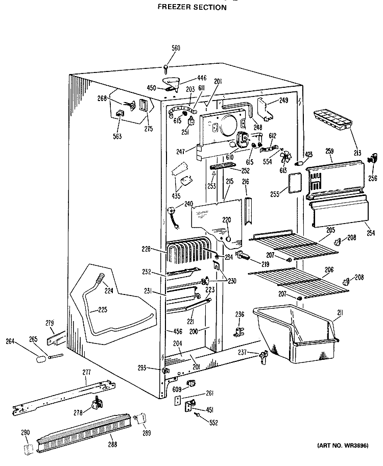 FREEZER SECTION Diagram and Parts List for CSX20LJE  Hotpoint Refrigerator