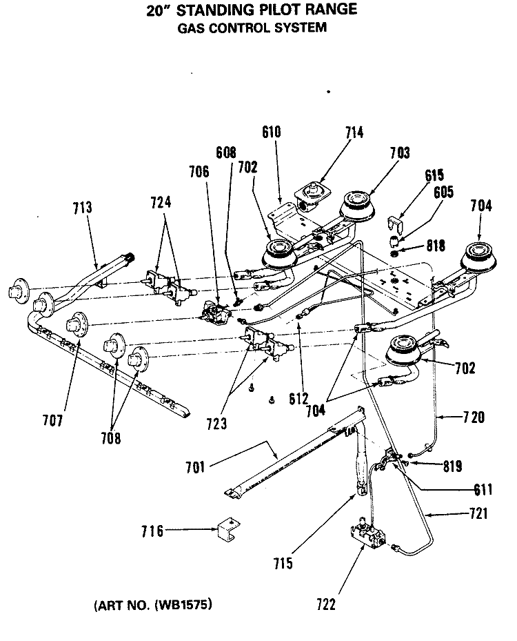 GAS CONTROL SYSTEM Diagram and Parts List for RGA512PK1  Hotpoint Range