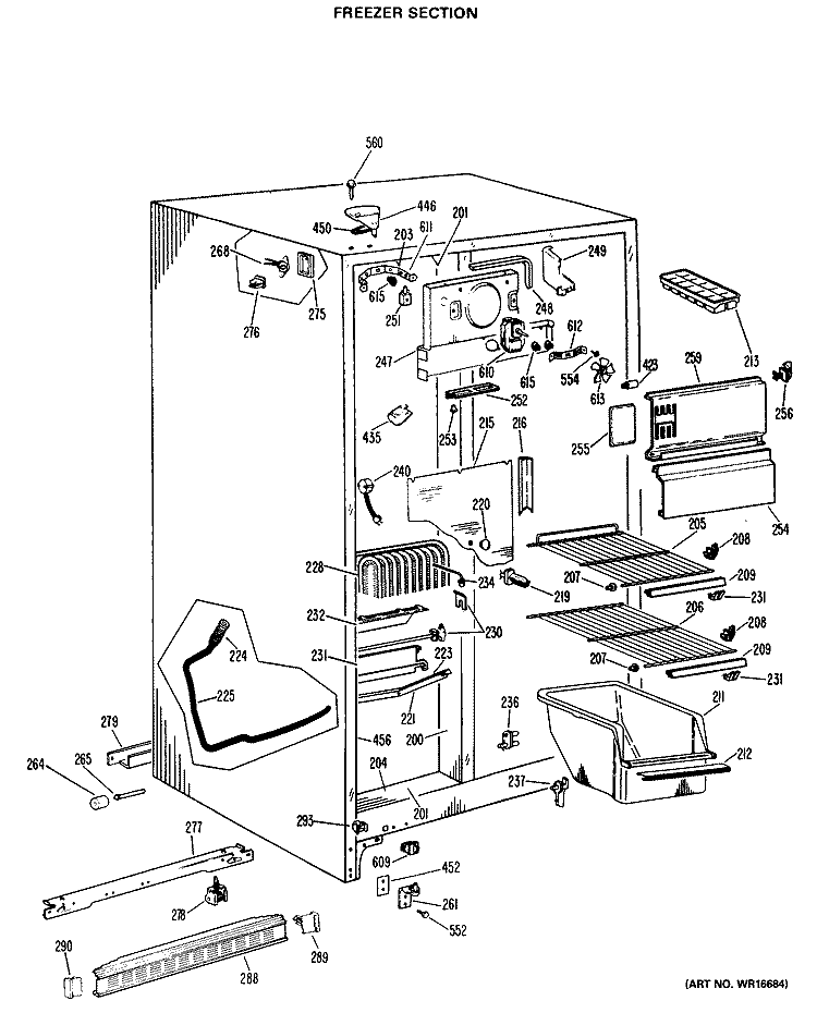FREEZER SECTION Diagram and Parts List for CSX20EJF  Hotpoint Refrigerator