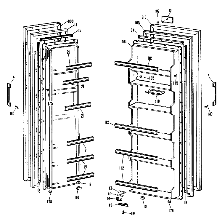 Section Diagram and Parts List for CSX20LJF  Hotpoint Refrigerator