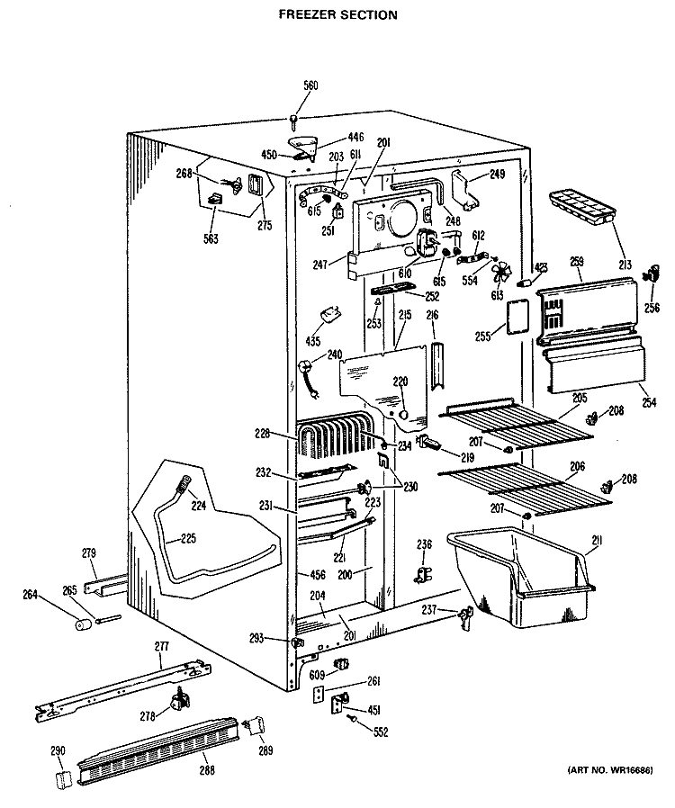 FREEZER SECTION Diagram and Parts List for CSX20LJF  Hotpoint Refrigerator