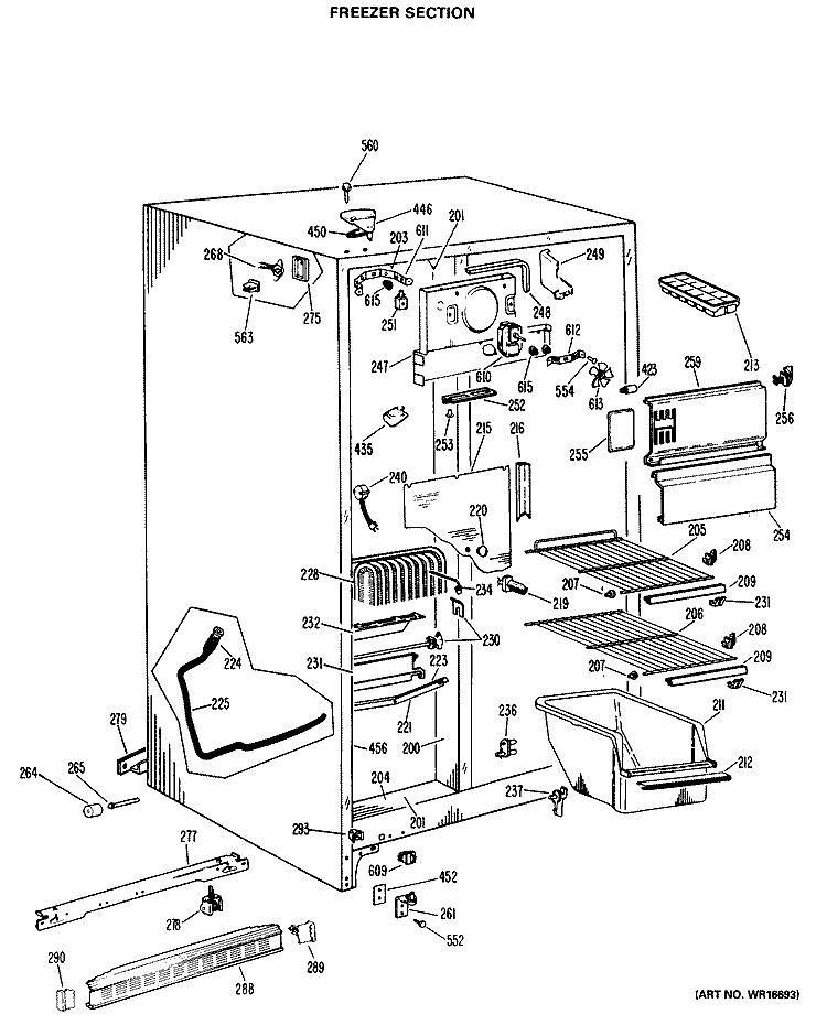 FREEZER SECTION Diagram and Parts List for CSX22GJF  Hotpoint Refrigerator