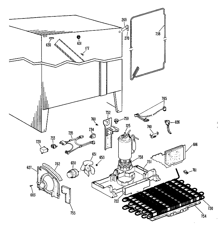 Section Diagram and Parts List for CSX22GJF  Hotpoint Refrigerator