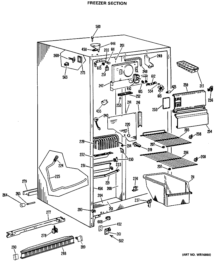 FREEZER SECTION Diagram and Parts List for CSX20LKB  Hotpoint Refrigerator
