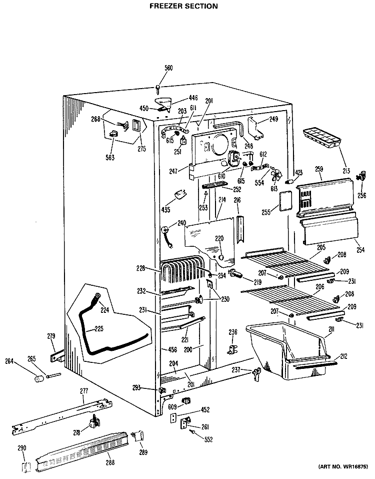 FREEZER SECTION Diagram and Parts List for CSX22GKB  Hotpoint Refrigerator