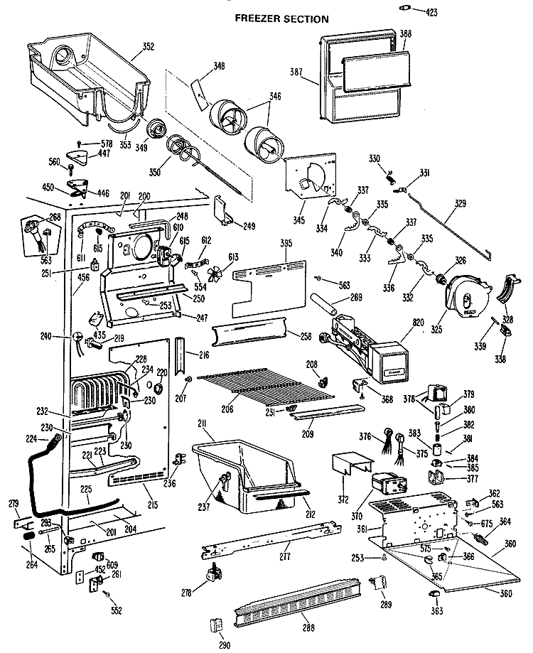 FREEZER SECTION Diagram and Parts List for CSX24DKB  Hotpoint Refrigerator