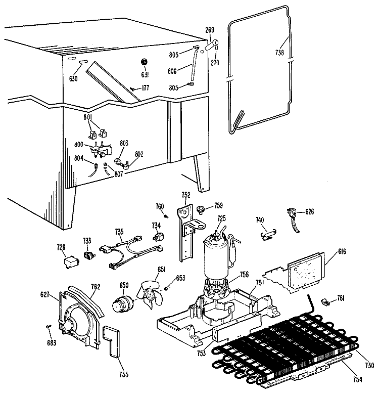 Section Diagram and Parts List for CSX24DKB  Hotpoint Refrigerator