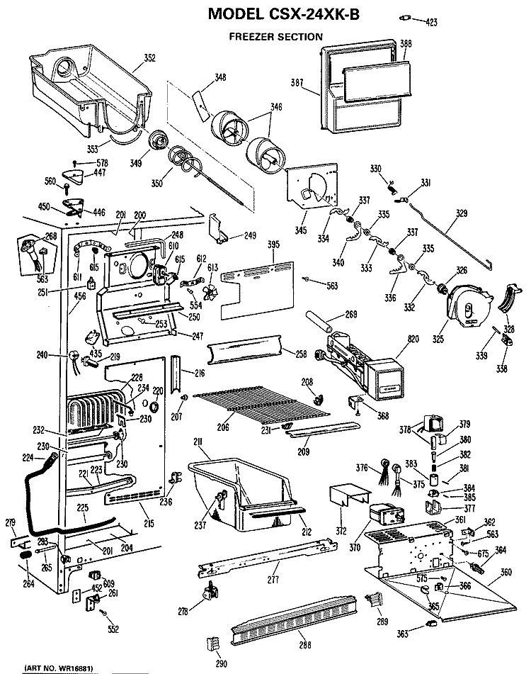 FREEZER SECTION Diagram and Parts List for CSX24XKB  Hotpoint Refrigerator