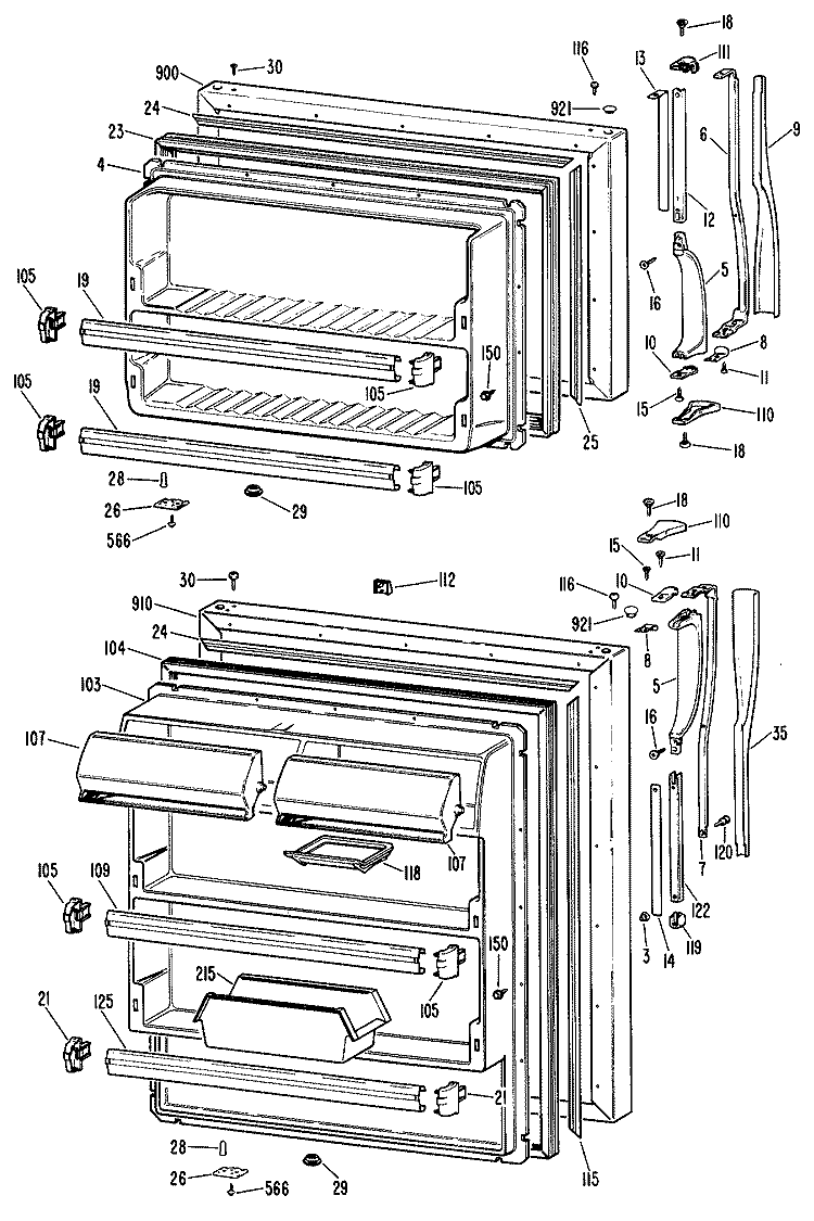 Section Diagram and Parts List for CTX18CKBR  Hotpoint Refrigerator