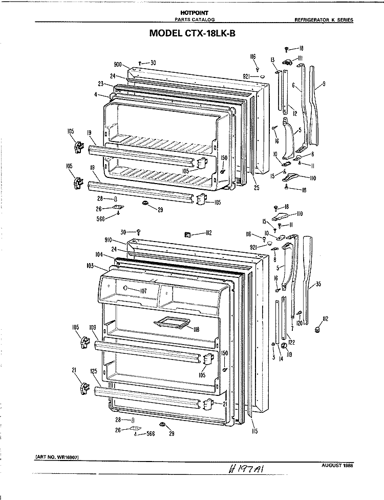 Section Diagram and Parts List for CTX18LKBR  Hotpoint Refrigerator