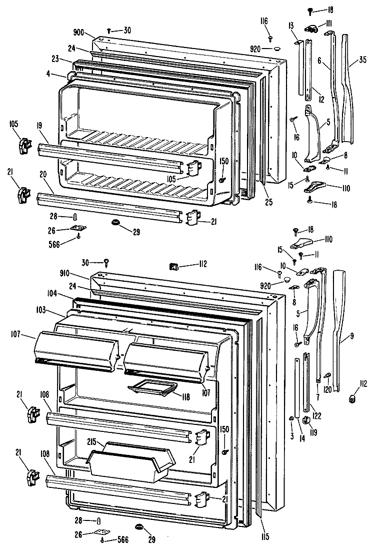 Section Diagram and Parts List for CTXH18EKBR  Hotpoint Refrigerator
