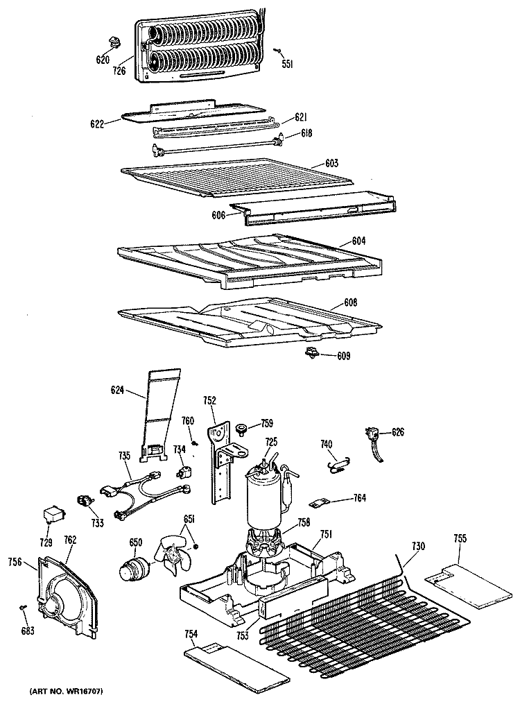 Section Diagram and Parts List for CTXH18EKBR  Hotpoint Refrigerator