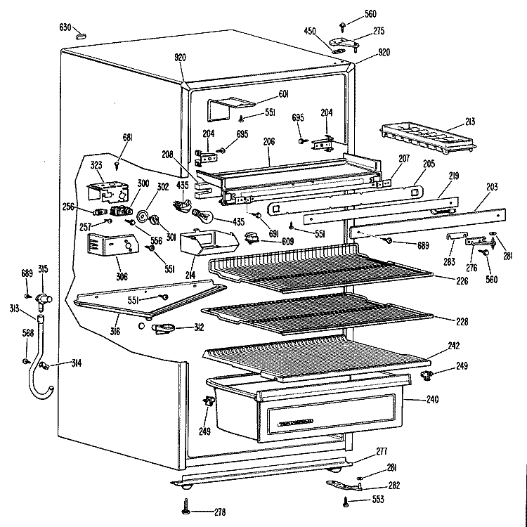 Section Diagram and Parts List for CTA15CKBRAD  Hotpoint Refrigerator