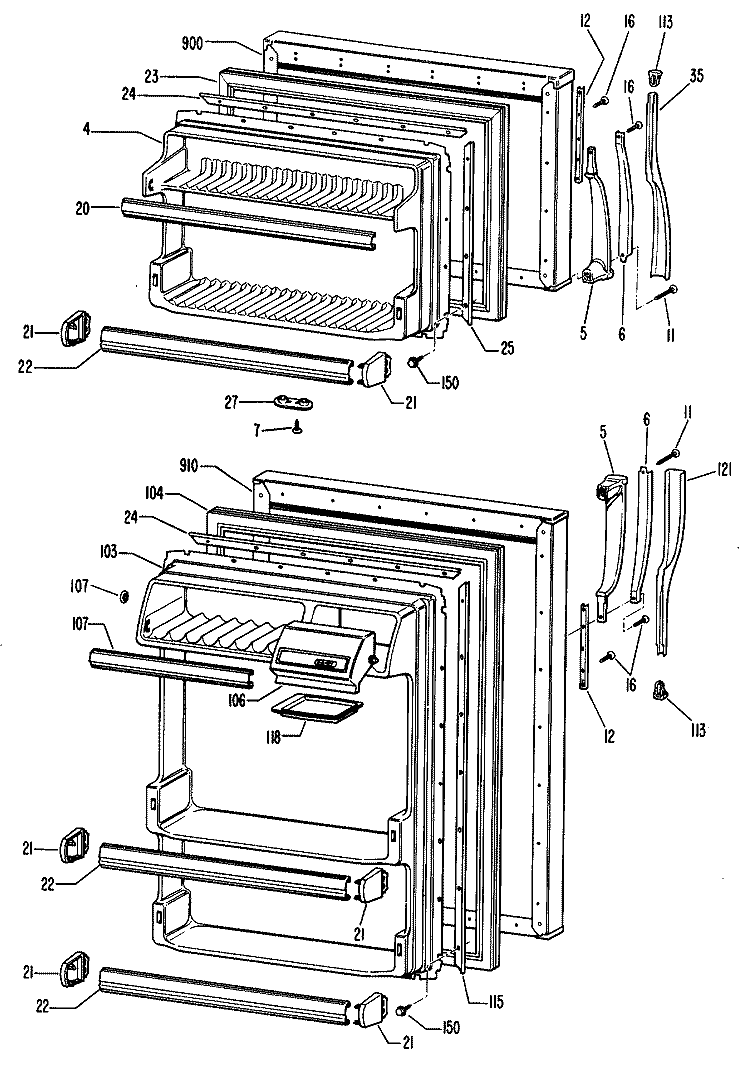 Section Diagram and Parts List for CTA13CKBLAD  Hotpoint Refrigerator