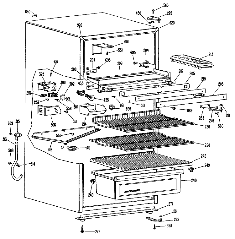 Section Diagram and Parts List for CTA13CKBLAD  Hotpoint Refrigerator