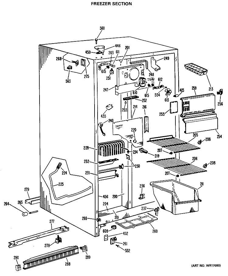 FREEZER SECTION Diagram and Parts List for CSX20LKE  Hotpoint Refrigerator