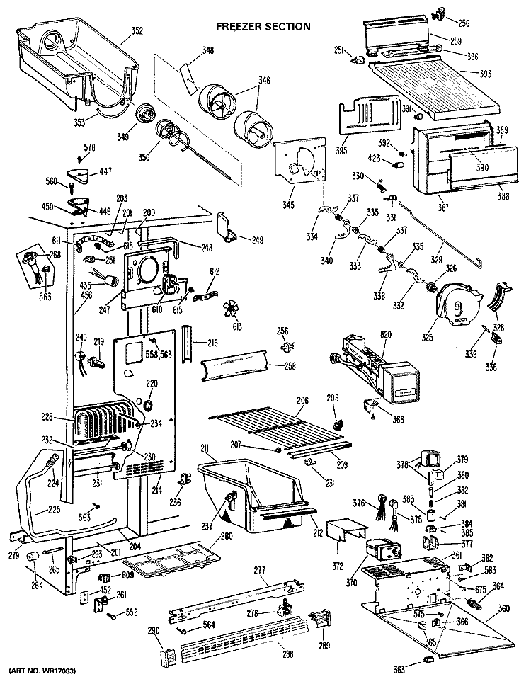 FREEZER SECTION Diagram and Parts List for CSX22DKC  Hotpoint Refrigerator