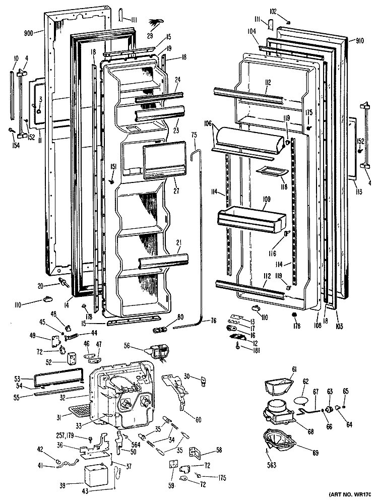 Section Diagram and Parts List for CSX24DKD  Hotpoint Refrigerator