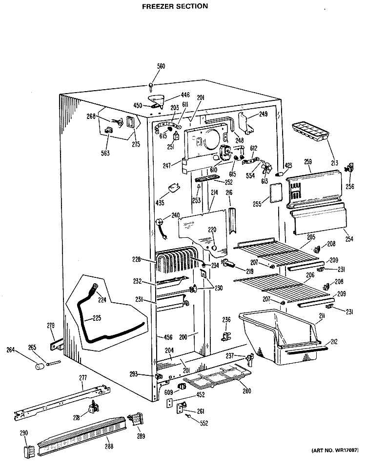 FREEZER SECTION Diagram and Parts List for CSX22GKC  Hotpoint Refrigerator