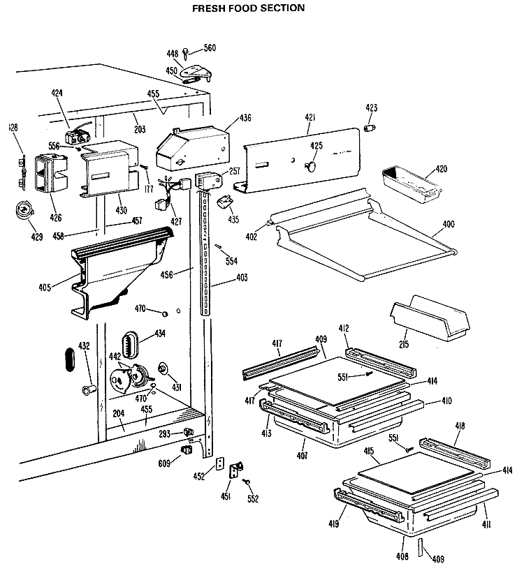 FRESH FOOD SECTION Diagram and Parts List for CSX22GKC  Hotpoint Refrigerator