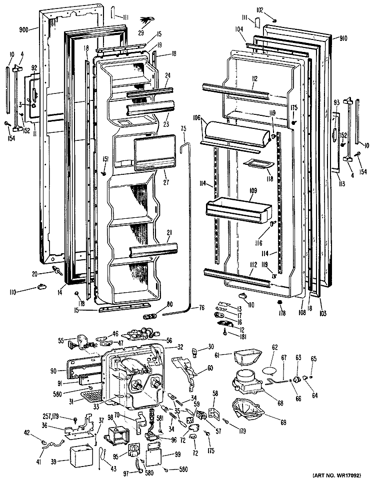 Section Diagram and Parts List for CSX24XKC  Hotpoint Refrigerator