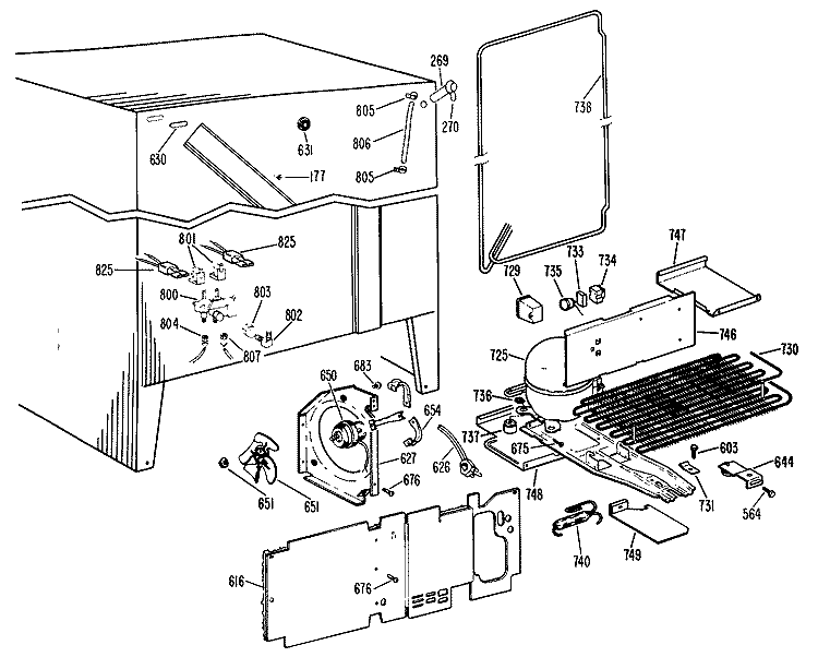 Section Diagram and Parts List for CSX27CKE  Hotpoint Refrigerator