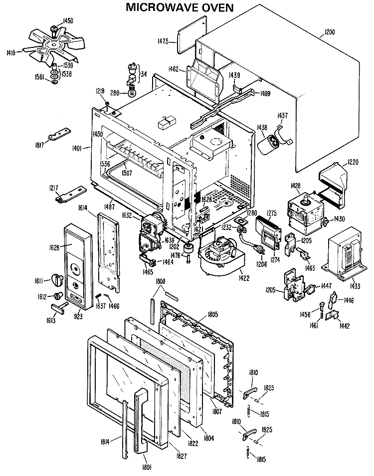 MICROWAVE OVEN Diagram and Parts List for RE60003  Hotpoint Microwave