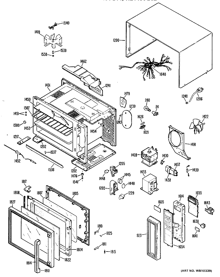 Section Diagram and Parts List for RE1450G02  Hotpoint Microwave