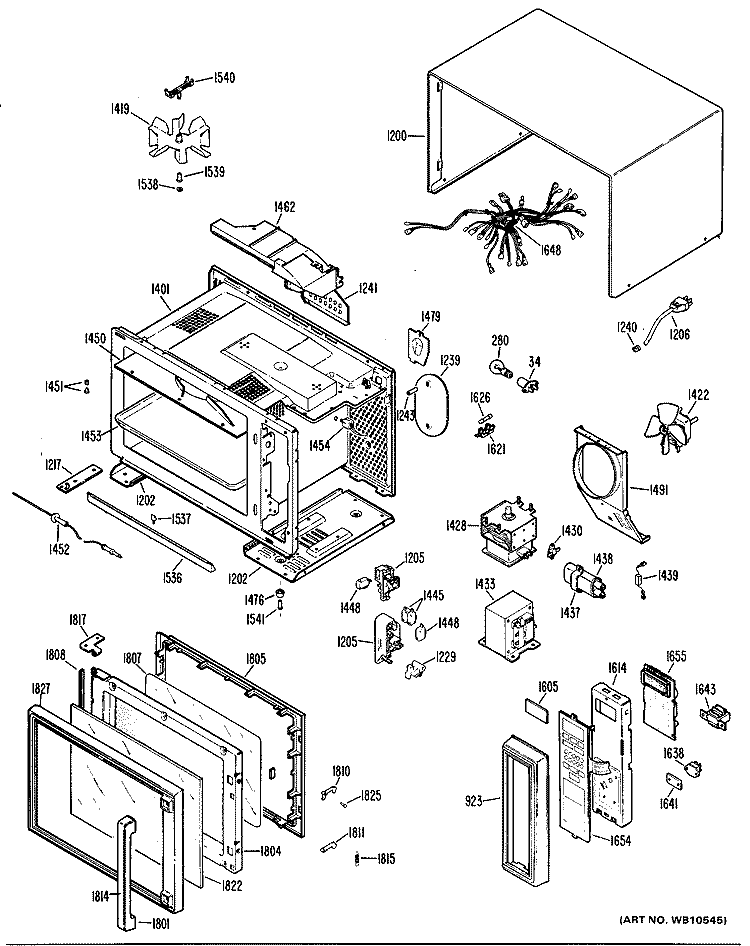 Section Diagram and Parts List for RE1440G02  Hotpoint Microwave