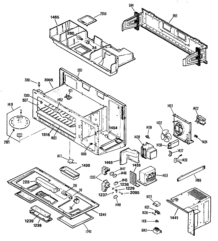 Section Diagram and Parts List for RVM125K01  Hotpoint Microwave