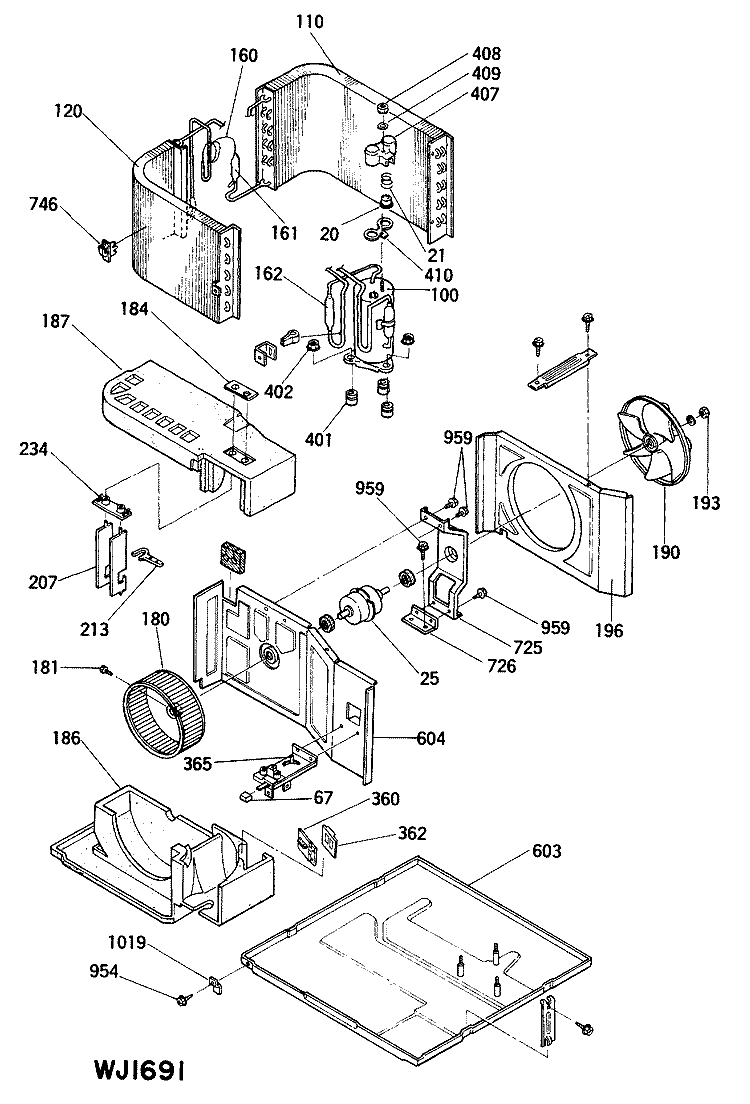 Section Diagram and Parts List for KMD12DAM1  Hotpoint Air Conditioner