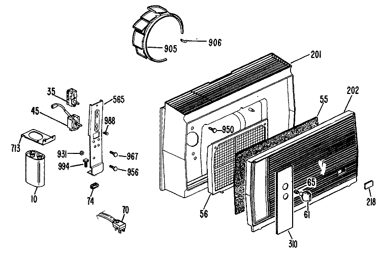 Section Diagram and Parts List for HTP05LBB1  Hotpoint Air Conditioner