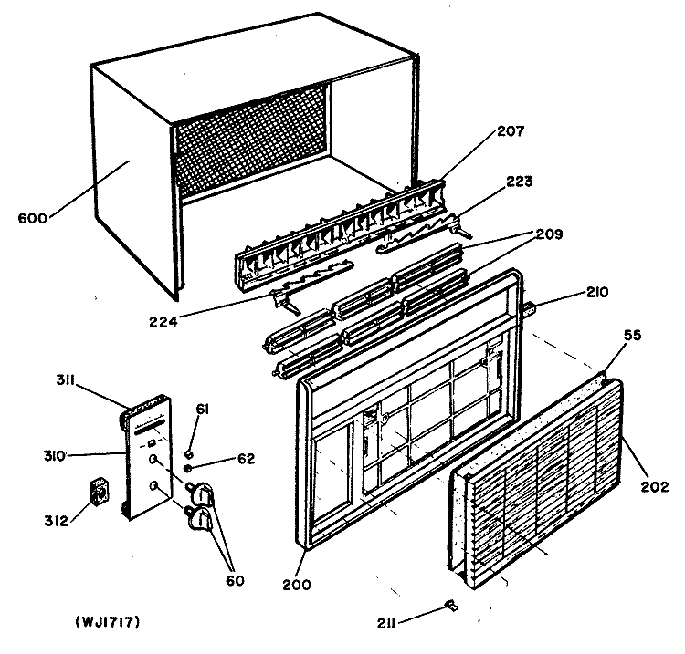Section Diagram and Parts List for KED12AAV1  Hotpoint Air Conditioner