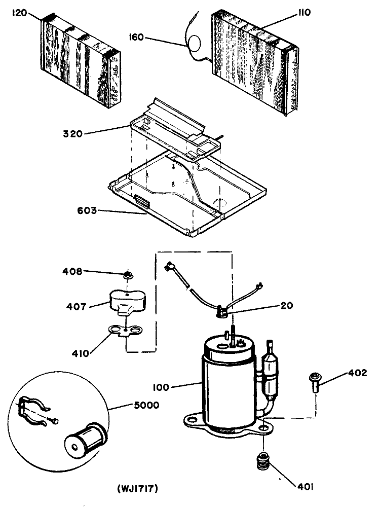 Section Diagram and Parts List for KED12AAV1  Hotpoint Air Conditioner