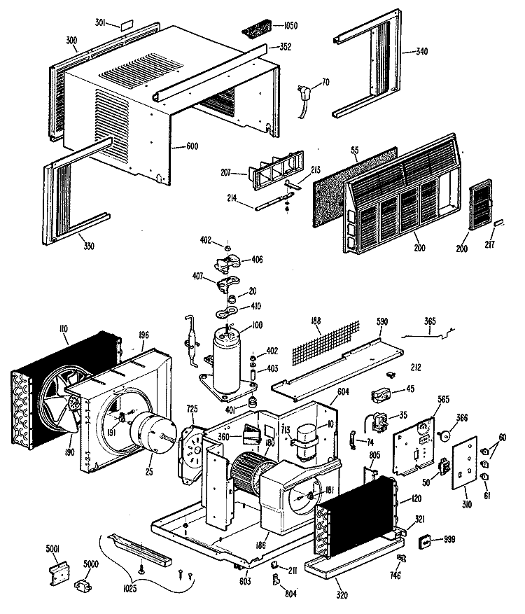 Section Diagram and Parts List for KVS06LAB1  Hotpoint Air Conditioner