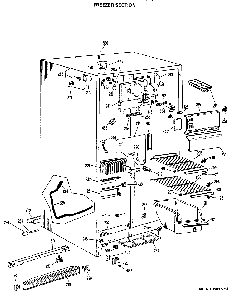 FREEZER SECTION Diagram and Parts List for CSX20ELD  Hotpoint Refrigerator