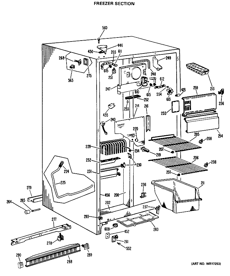 FREEZER SECTION Diagram and Parts List for CSX20LLD  Hotpoint Refrigerator
