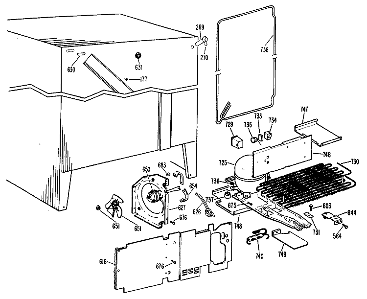Section Diagram and Parts List for CSX20LLD  Hotpoint Refrigerator
