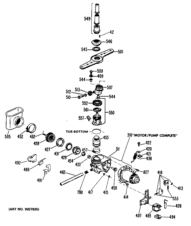 Section Diagram and Parts List for HDA2600K02  Hotpoint Dishwasher