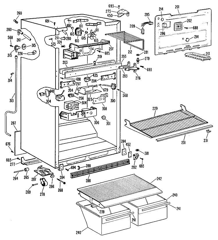 Section Diagram and Parts List for CTX18CKEL  Hotpoint Refrigerator