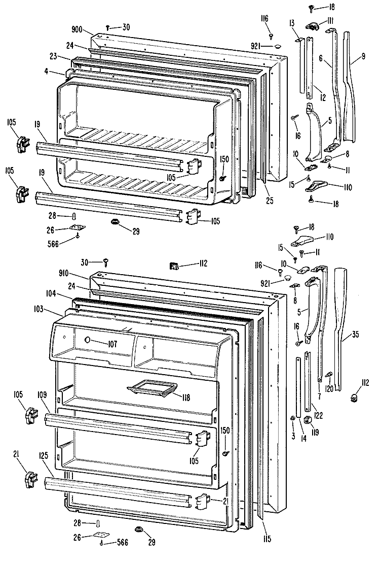 Section Diagram and Parts List for CTX18LKER  Hotpoint Refrigerator